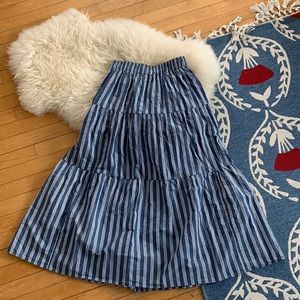 Striped Blue Maxi Skirt with Pockets